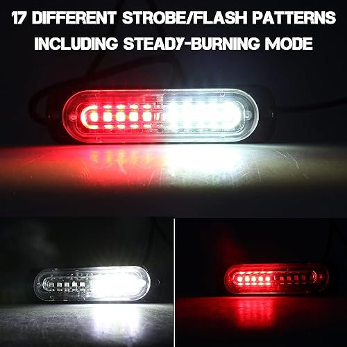 Miniatura 2 de Luces estroboscópicas para camiones, luces de emergencia rojasblancas de 4.4 pulgadas para vehículos y automóviles, 10 luces LED estroboscópicas
