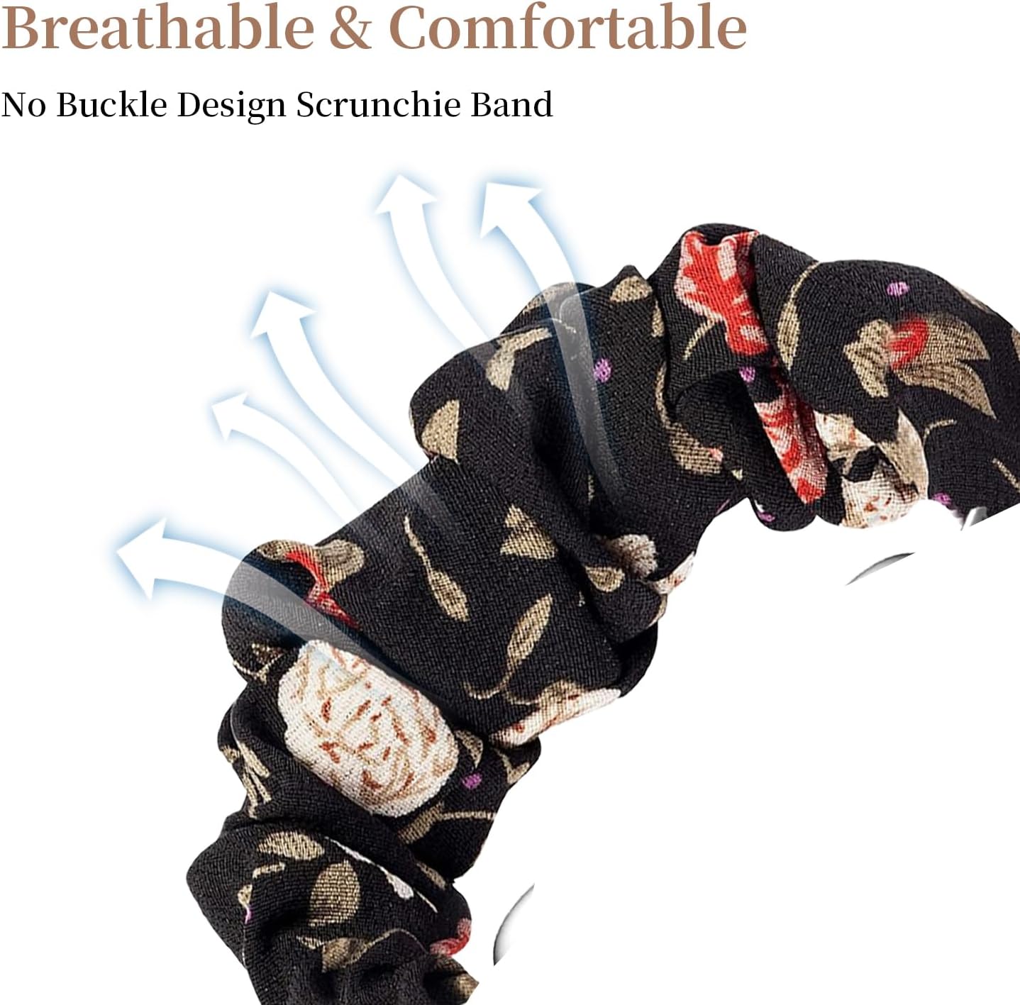 Scrunchie Bands Compatible with Huawei Band 11/Band 11 Pro, 4 Pack Soft Fabric Elastic Wristband Replacement Floral Printed Hair Tie Strap for Women Girls image 4