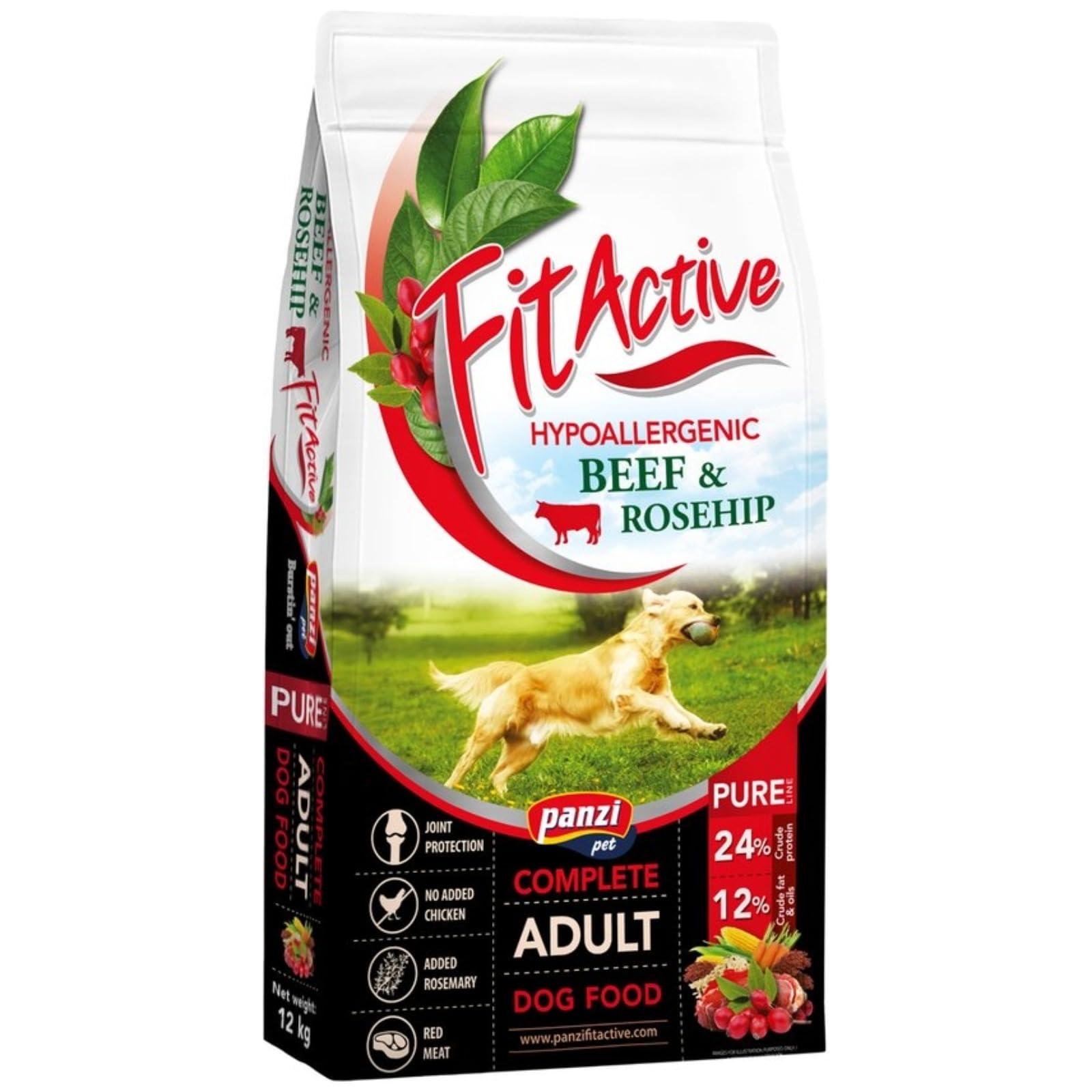 Panzi Pet Pure - Hipoalergiczna karma dla psów - Karma dla dorosłych psów - Formuła bez kurczaka, drobiu i pszenicy (12kg, wołowina)