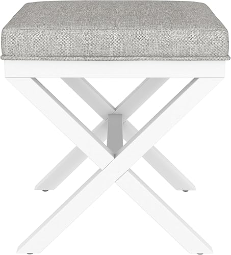Miniatura 10 de Hillsdale Somerset - Taburete de madera sin respaldo para sala de maquillaje o baño, color blanco