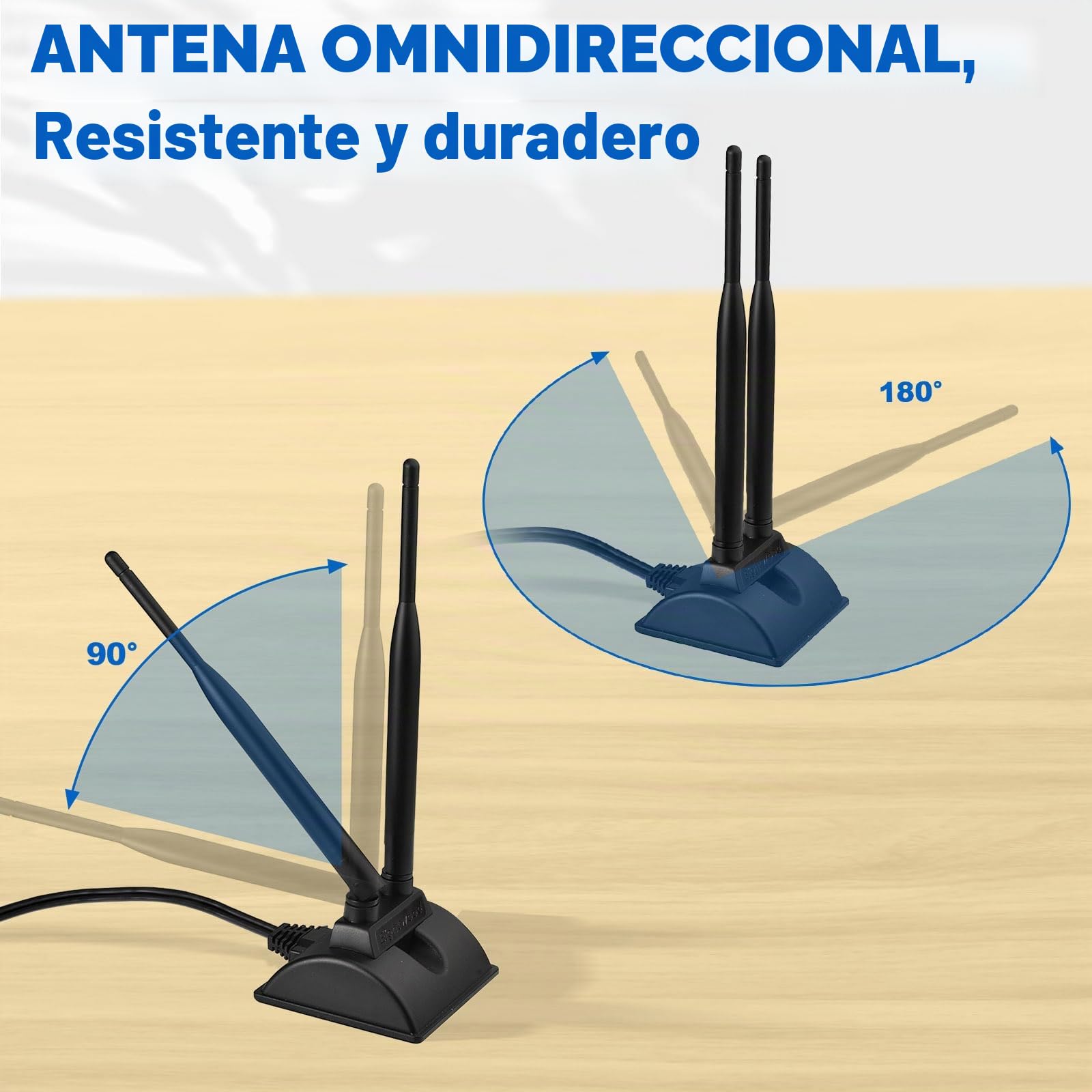 Eightwood Antena WiFi 2.4G/5.8G Antena magnética de Doble frecuencia 6dBi RP-SMA Cable de extensión de 2m Compatible para Tarjeta WiFi WLAN Tarjetas PCI Router inalámbrico Bluetooth Dlink