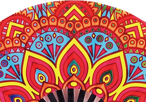 Miniatura 8 de Amajiji Ventilador plegable grande, accesorios de festival rave para hombresmujeres, ventilador de mano de bambú chineasejaponés, decoración de