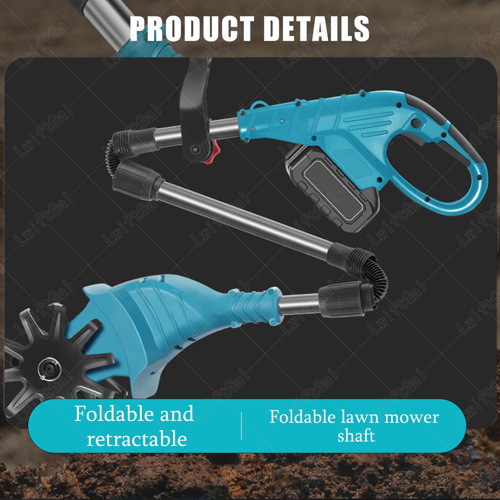 Cultivador De JardíN EléCtrico InaláMbrico De 21V Con BateríA De 4000 Mah, Con 1 O 2 BateríAs - Cultivador EléCtrico De Doble O Cuatro Cuchillas,Yellow-DualBlades-2batteries