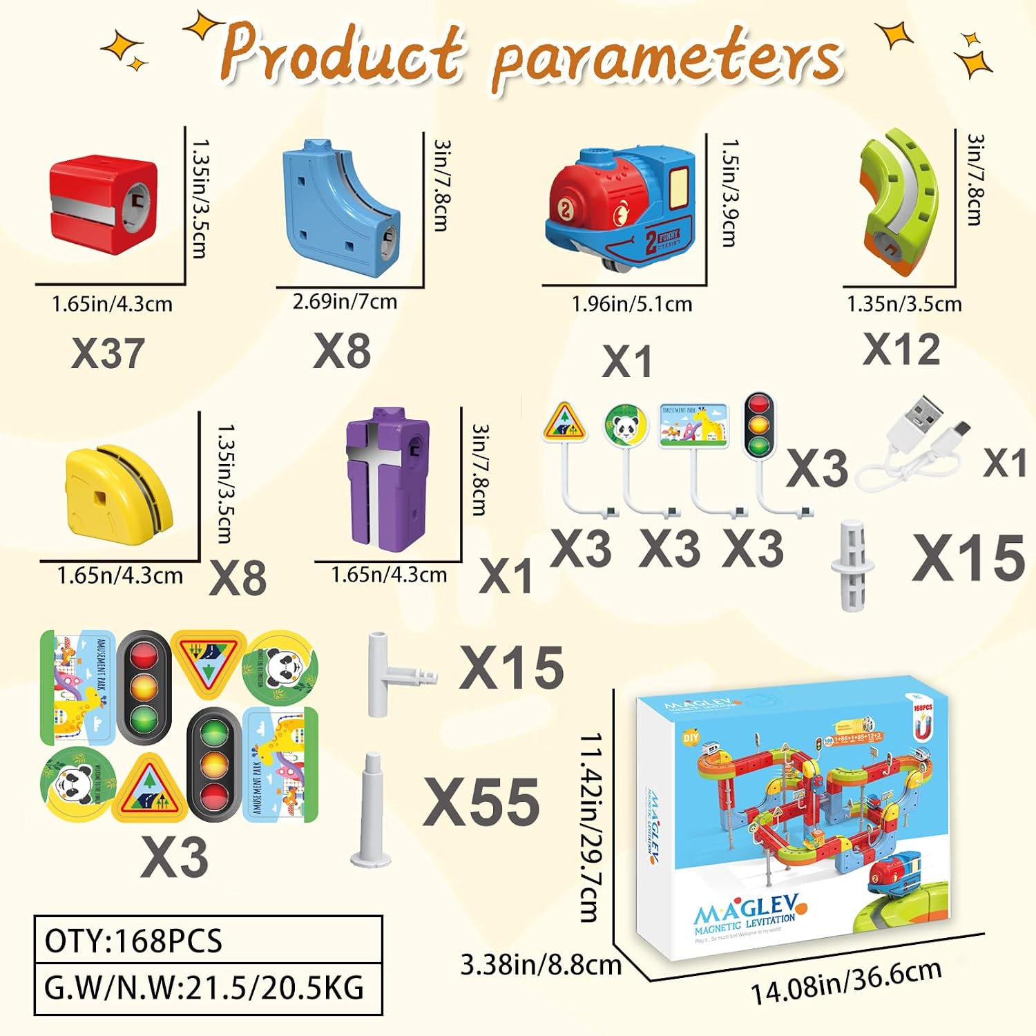 Electric Train Set, Buildable Cube Track, Infinity Racer Magnetic Train, STEM Train Set Toy for Kids Ages 4-8 (168PCS)