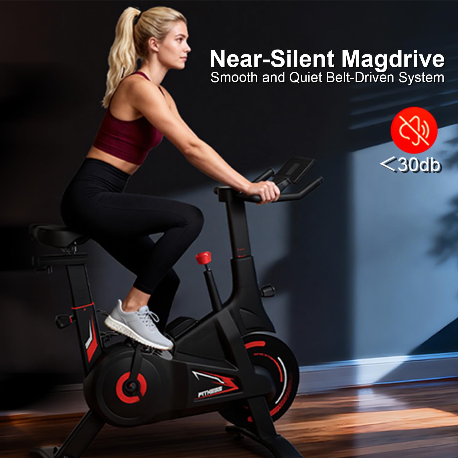 Bluearth Self-Powered Heimtrainer Fahrrad, leise Magnetischem Widerstand,max. 150KG , verstellbarer Widerstand & Smart-App mit Immersivem Erlebnis, Schlichtes Schwarz