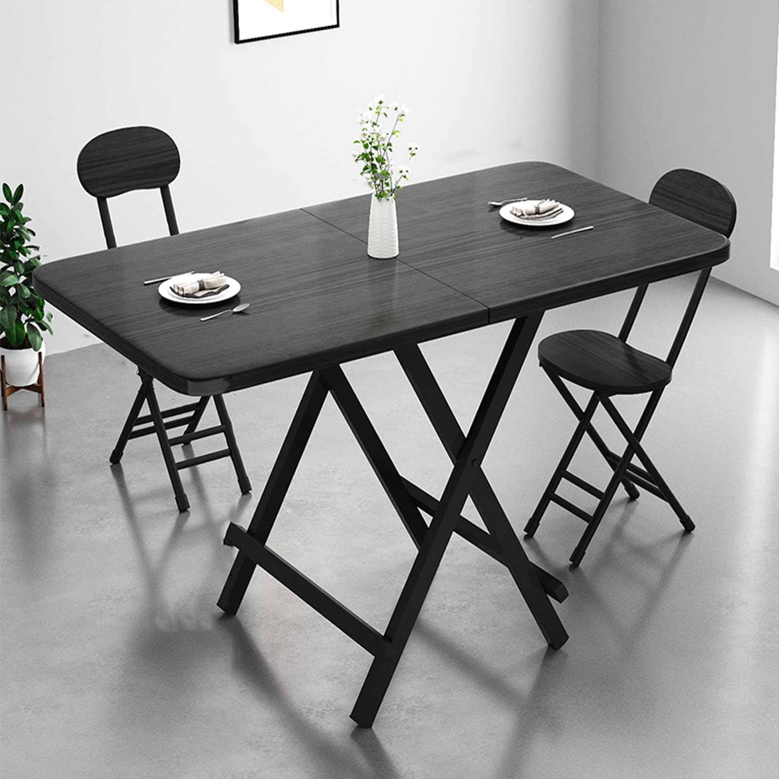 Table de salle à manger pliante multifonctionnelle en bois pour cuisine, salon, chambre à coucher, table pliable en carton pour économiser de l'espace (noir, 120 x 60 x 74 cm)