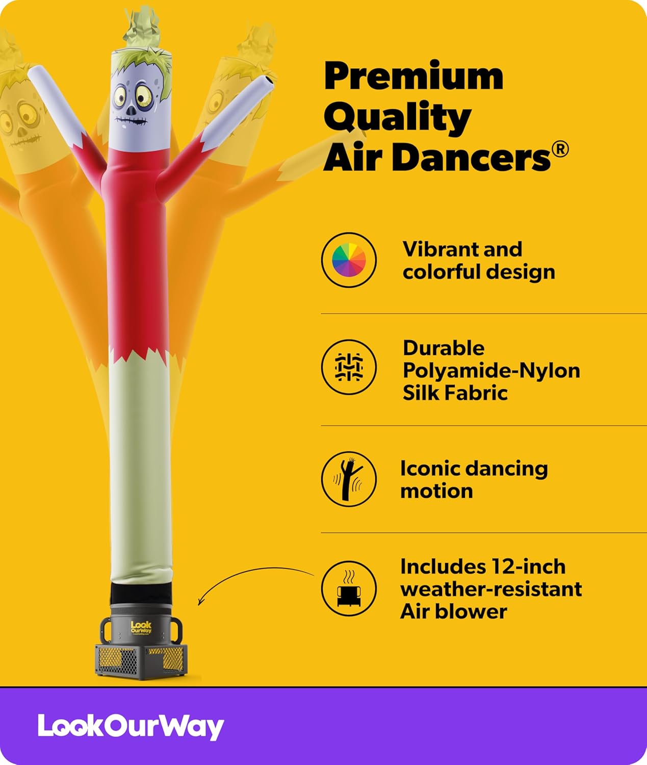 LookOurWay Halloween Air Dancers Inflatable Tube Man Set | 10ft Monster Wacky Waving Inflatable with 12-Inch Blower | Outdoor Halloween Decorations & Halloween Blow Ups for Business or Yard Display