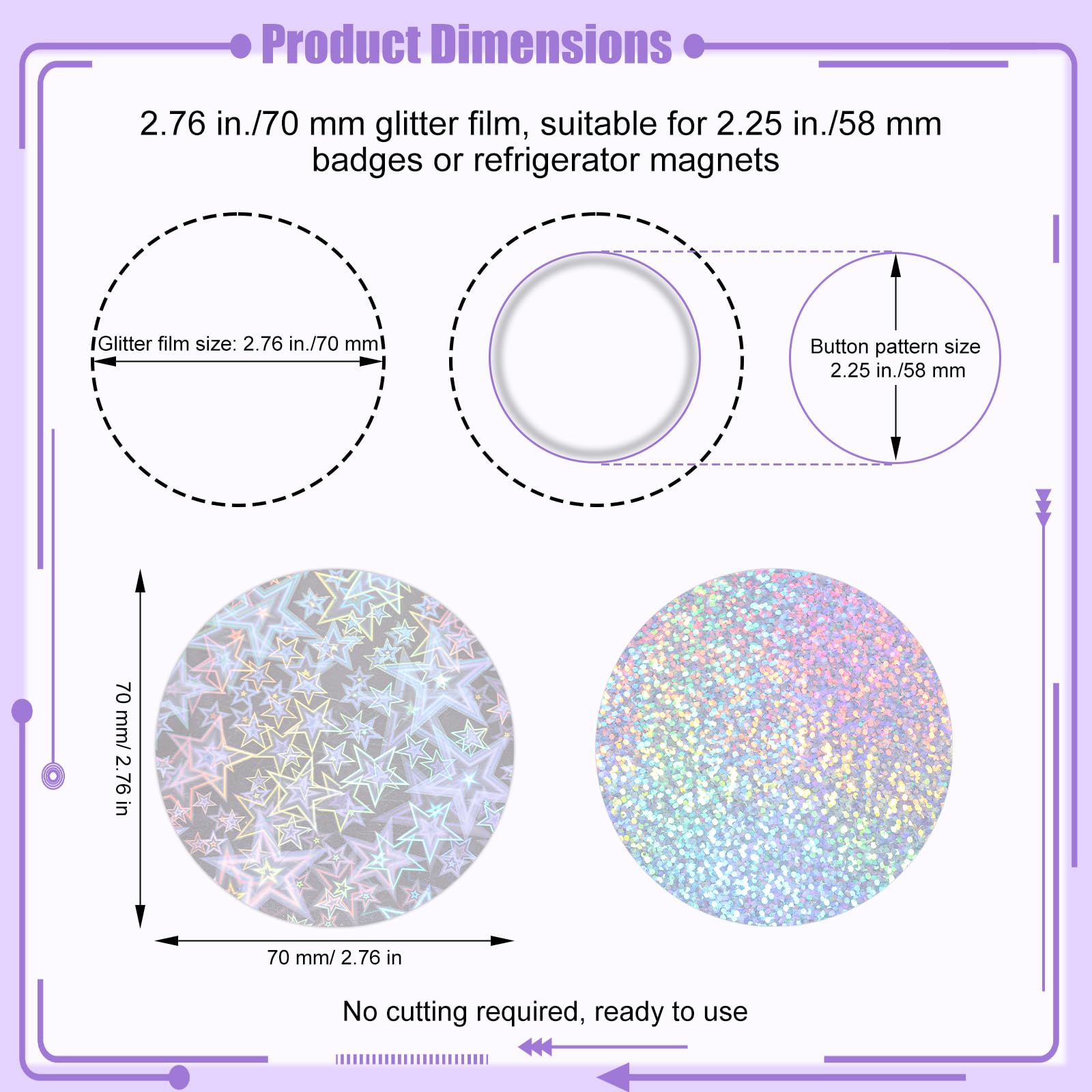 200pcs 2.76in/70mm Badge Film - Image 2