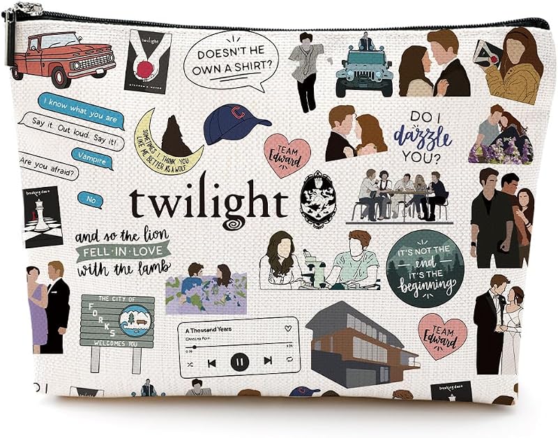 Necessaire LONGXIN Retangular com Zíper, Estampa Twilight, Bege, 1 Unidade