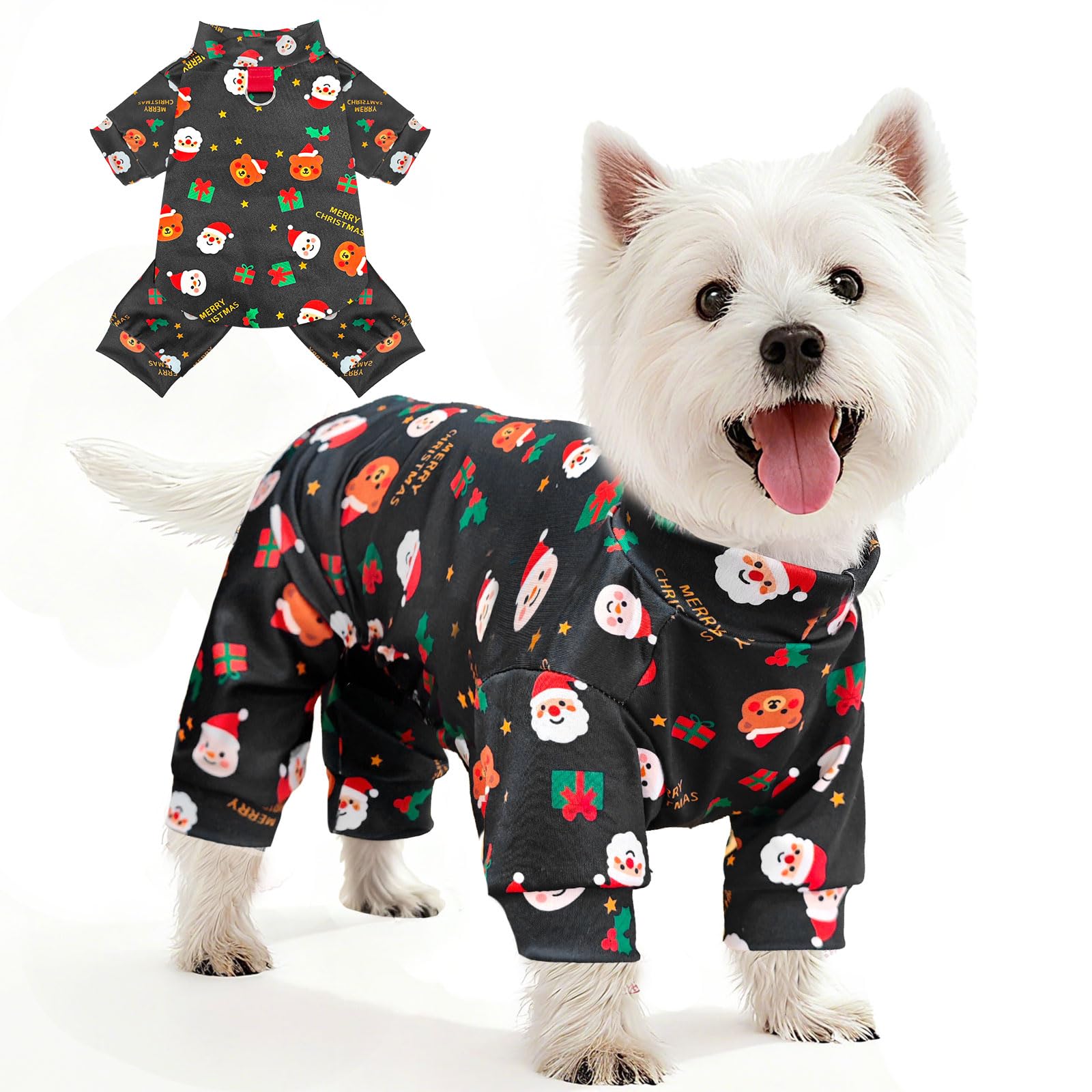 BAEJMJK Christmas Dog Pajamas Small Dogs Clothes(Black,Black,X-Small)