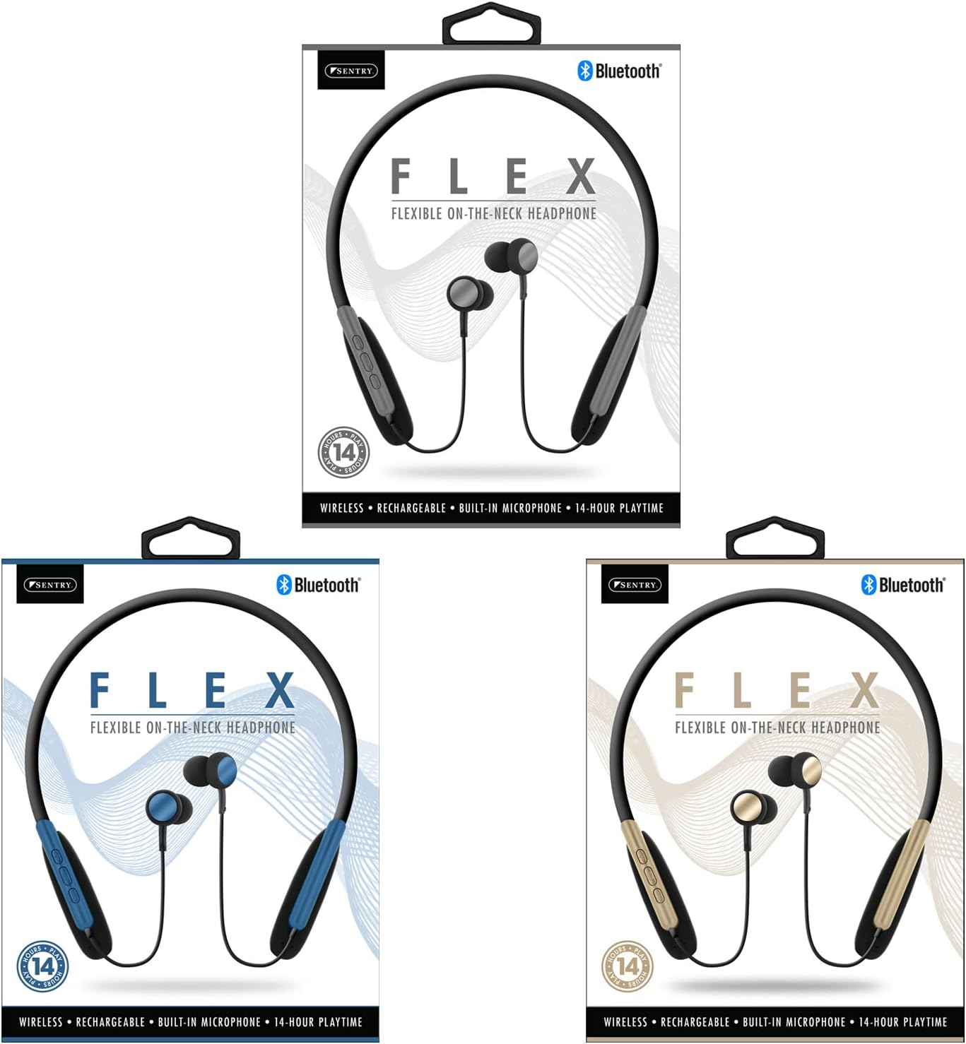 Sentry BT940 Flex Flexible On-The-Neck Wireless Headphone - Assorted Colors