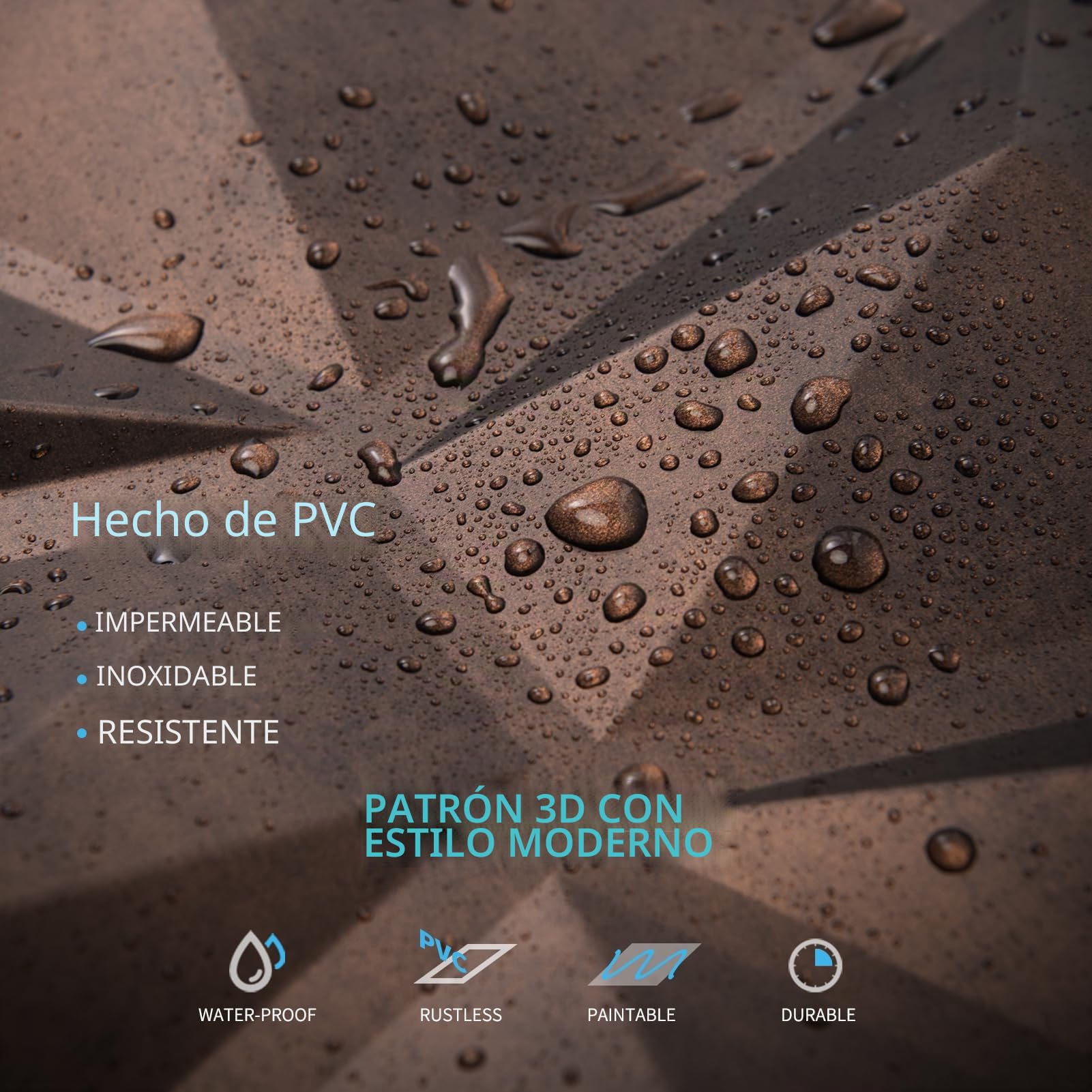 Art3d Paneles 3D Motivo Rombo Cobre Antiguo | 12 Piezas, PVC Rígido, 3 m², 50x50 cm | Impermeable, Inodoro | Ideal para Salón, TV, Oficina y Techo