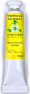 Glow Cubed Glow in The Dark Artist Professional Oil Paint Luminescent Phosphorescent Self-Luminous Paint (Yellow Green, 22 ml)