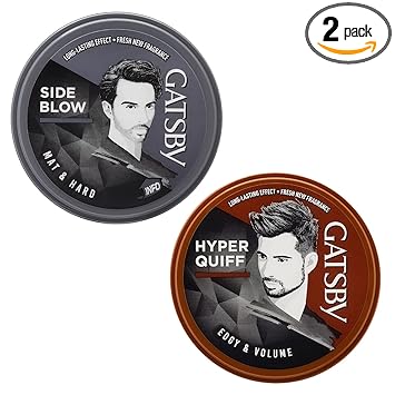 Gatsby Hair Styling Wax - Mat & Hard 75gm With Hair Styling Wax - Edgy & Volume 75gm | For Side Blow & Hyper Quiff Style | Non Sticky, Re-Stylable & Easy to Wash Off | Made in Indonesia | Pack of 2