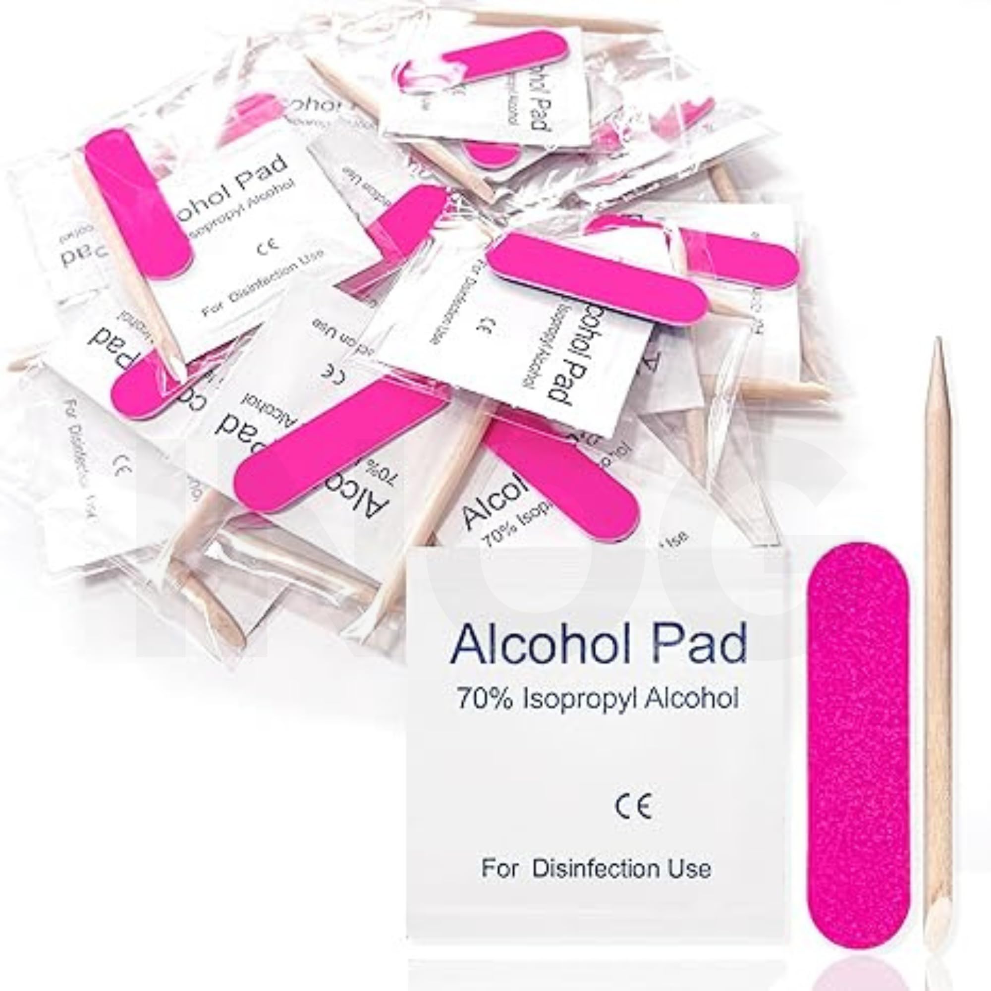 inog 30 Pack Disposable Manicure Kit Individually Packed 3-Piece Mini Press on Nail Art Tool Prep Kit Includes Mini Nail File, Cuticle Stick, Prep Pad, 30 Sets for Salon Business Home Travel Use-picture-44