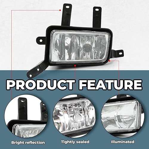 Miniatura 6 de ECOTRIC Luces antiniebla con labios cromados compatibles con Chevy Chevrolet Tahoe Suburban 2015-2020 con interruptor y kit de cableado de repuesto