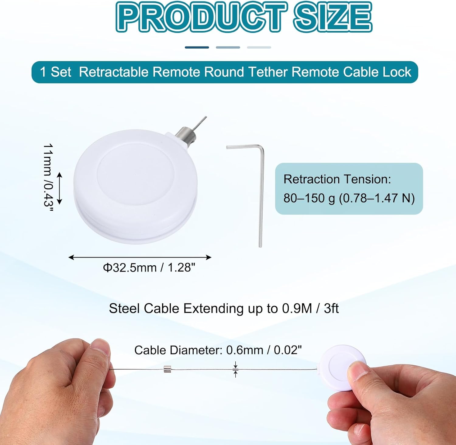 PATIKIL Retractable Remote Control Cable Tether (3ft / 0.9M, White)(1 Set) Round Remote Control Security Lanyard Lock Adjustable Locking Leash with Rope Locks, Suit for - TVs/Tablets