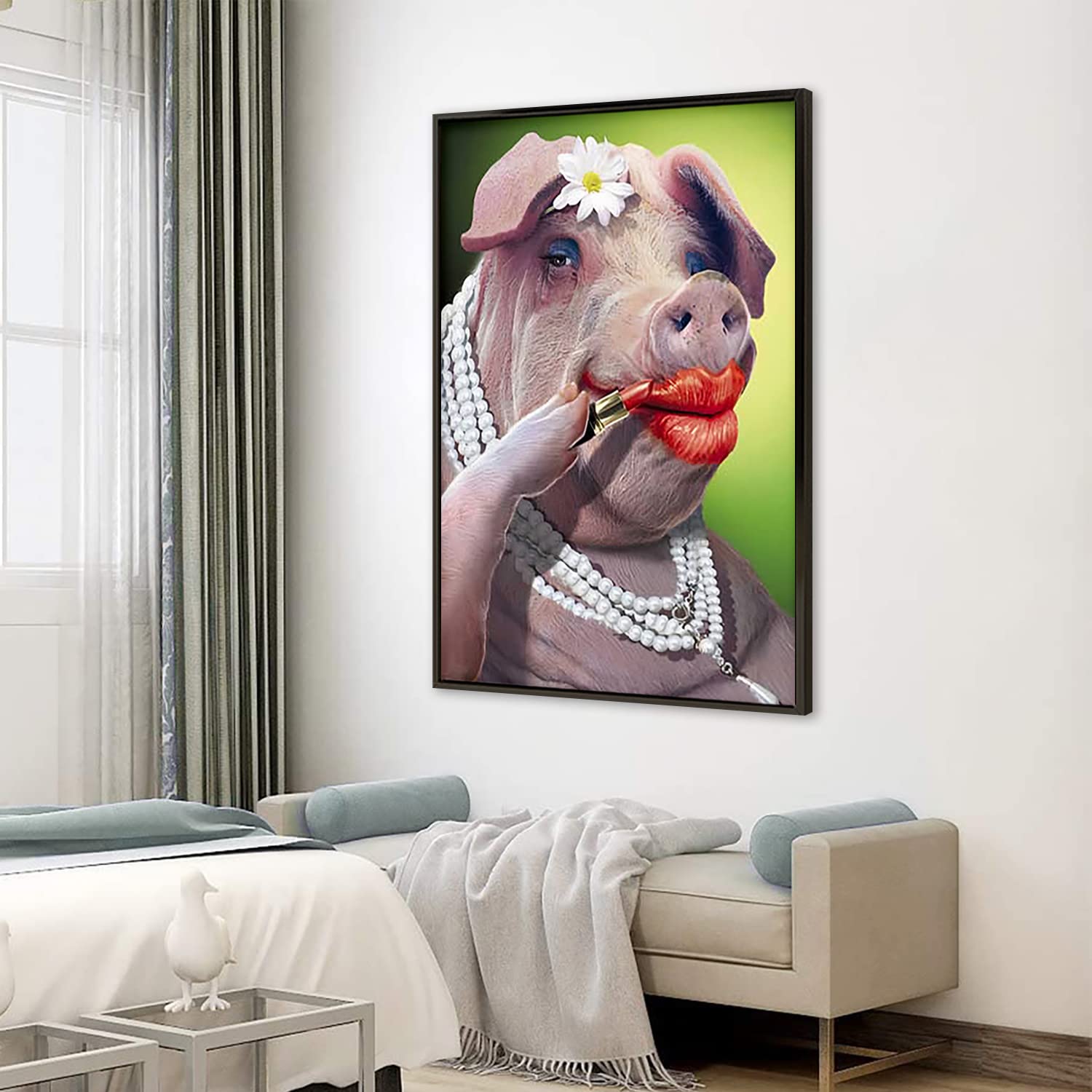 Amazon.co.jp: キャンバスプリント ウォールアート おもしろい豚