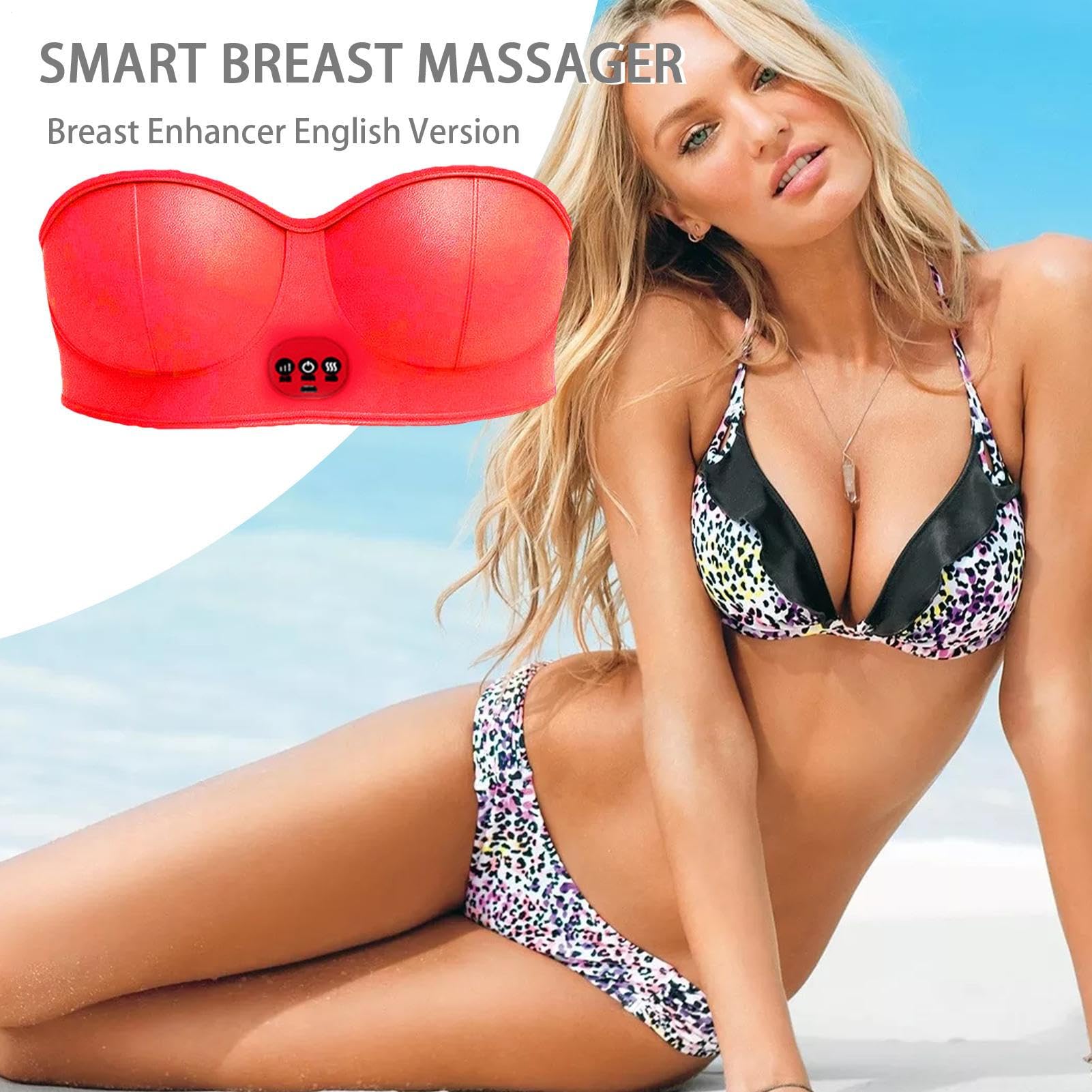 Masseur de mammaire électrique, soins du corps USB avec 3 paramètres de vibration, masseur intelligent chaud, soutien-gorge de massage d'élargissement de la machine anti-sac à domicile pour la maison