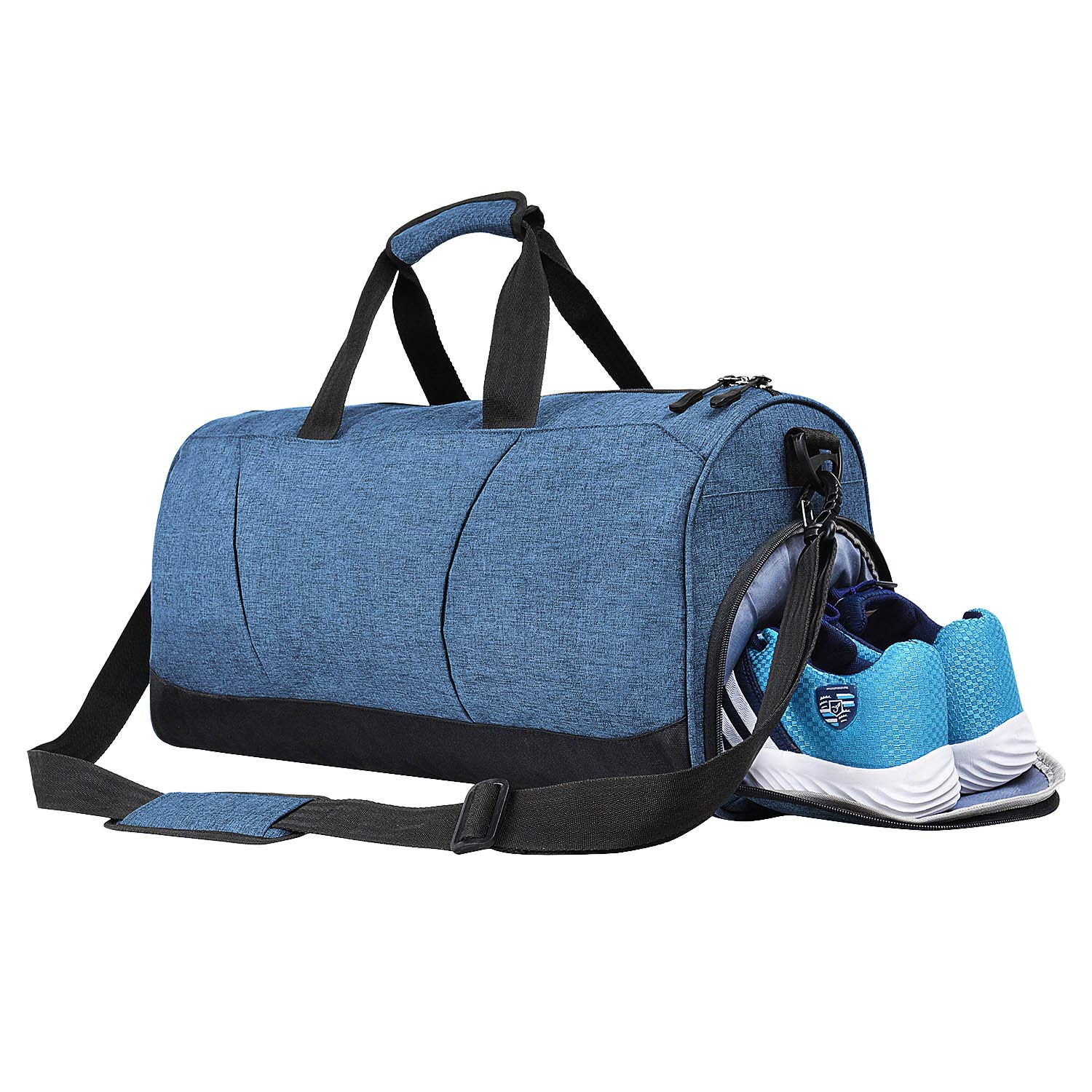 FATMUG Sports Duffel Gym Bag for Men & Women, Large Capacity with Wet Pocket & Shoe Compartment-Navy Blue 27L-image-13