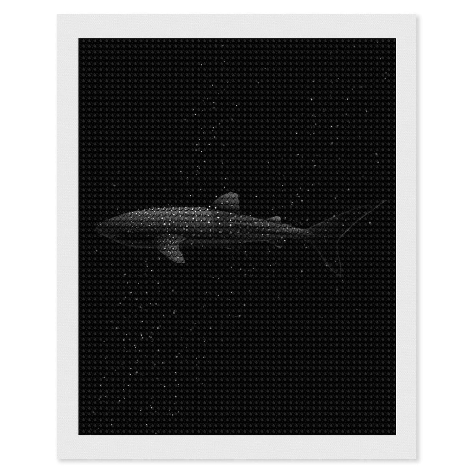 Junmoney Whale Shark in Maldives Diamond Painting Kit 16"x20", Adhesive Canvas, Home Wall Decor, for Beginners, Birthday Gift, Full Kit Included