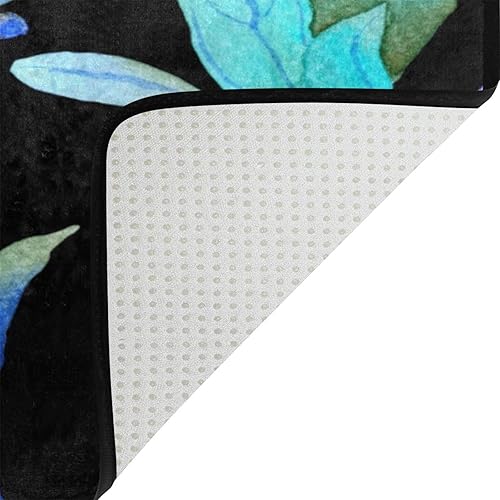 Miniatura 4 de CZXW Tapete de baño con diseño floral de bosque turquesa, ligero, antideslizante, para puerta delantera, para exteriores, jardín, cocina,