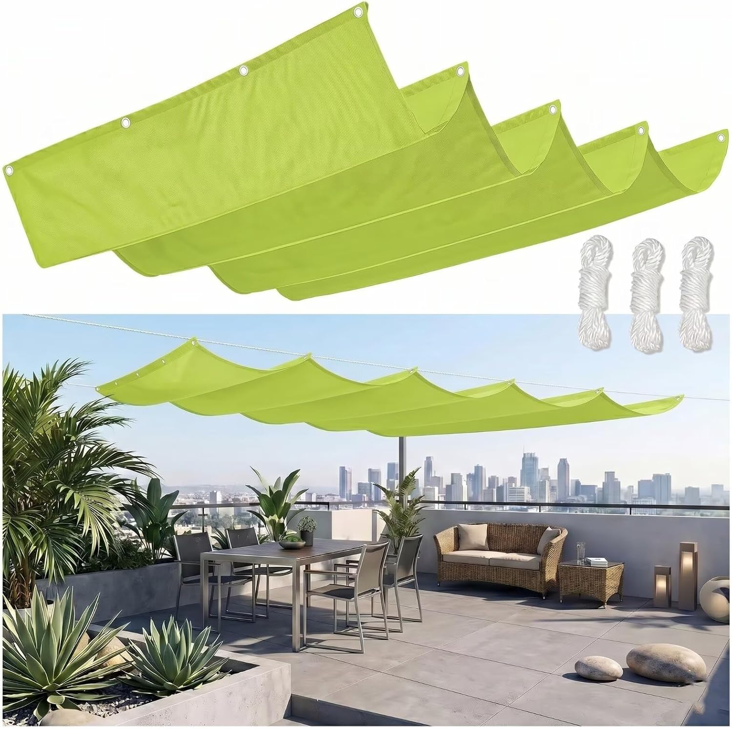 Tettoia per Auto 380x950cm Verde Tenda Parasole Retrattile