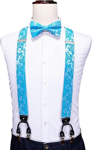 Miniatura 3 de Barry.Wang Conjunto de gemelos de pañuelo ajustable para hombre, diseño de cachemira, color sólido, 6 clips, fiesta de boda