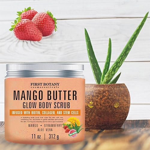 Miniatura 5 de Mango Butter Body Scrub Exfoliator Biotin, Collagen, Stem Cells - Natural Exfoliating Salt Scrub & Body and Face Souffle helps with Moisturizing