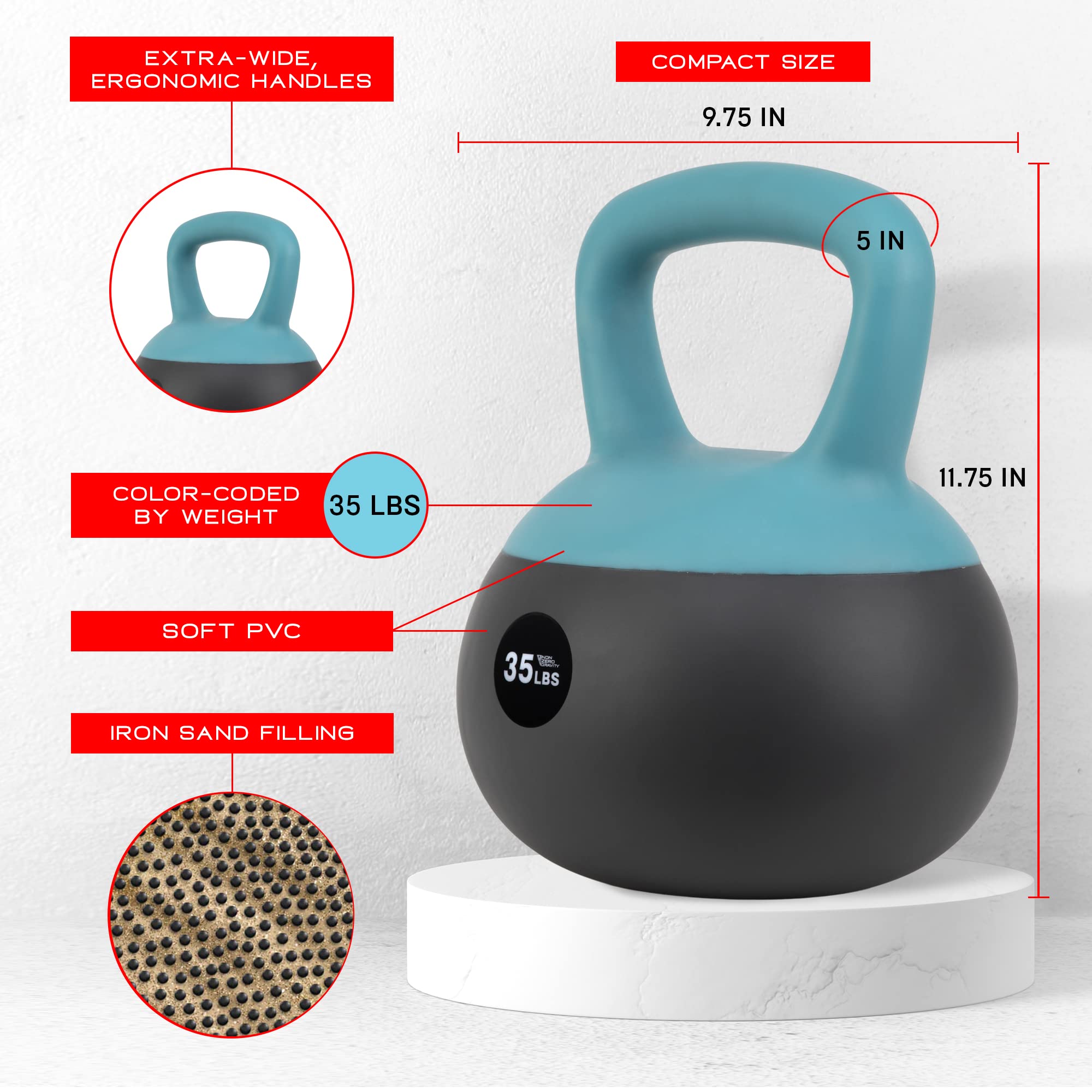 NZG Iron Sand Soft Kettlebell, Shock-Proof Weights