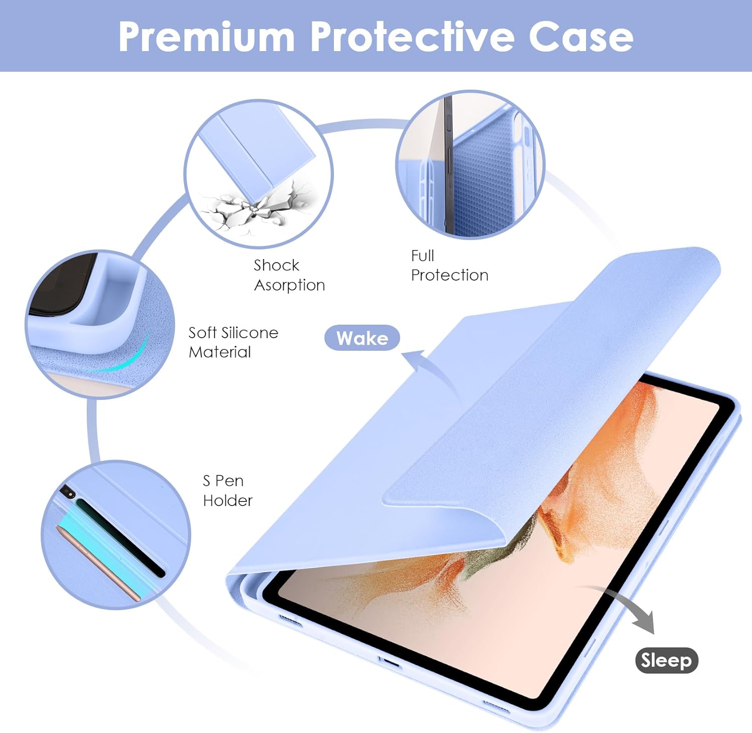 Keyboard Case for Samsung Galaxy Tab S10 Plus/S9 Plus/S9 FE Plus/S8 Plus/S7 Plus/S7 FE 12.4 Inch, 7 Color Backlit, Detachable Bluetooth Keyboard Case with Wireless Mouse and S Pen Holder, Purple