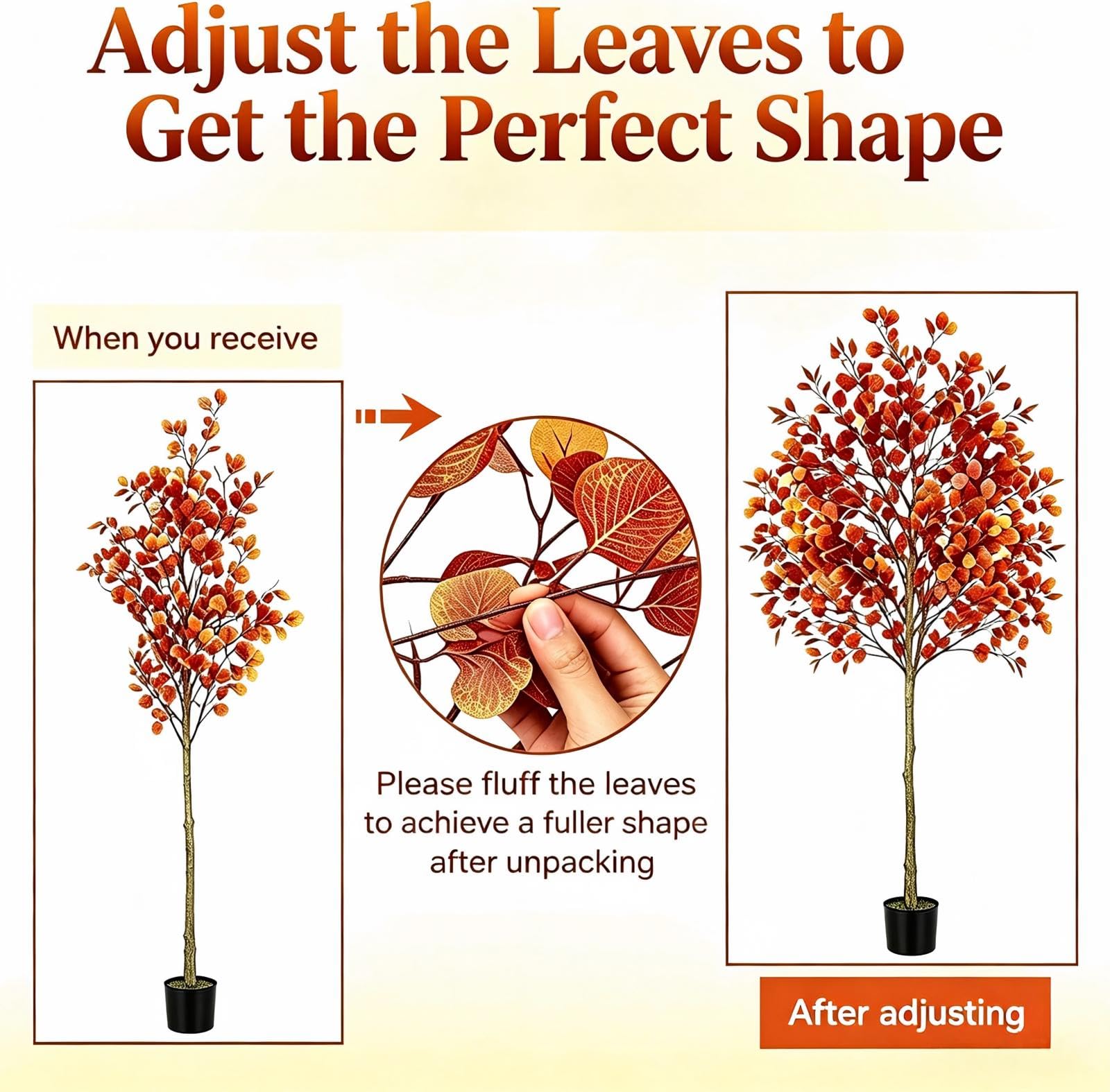 Albero di eucalipto artificiale da 1,8 m, decorazione autunnale per interni