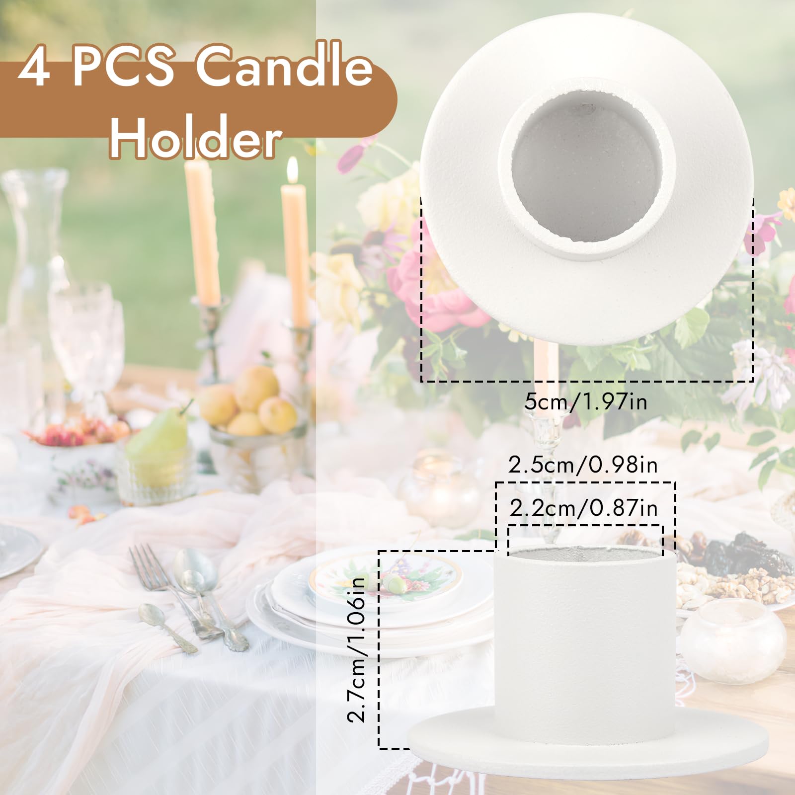 2 Stück Kerzenständer Aus Metall Für Stabkerzen - Taufkerzenhalter & Kommunion-Deko - Schlichtes Design In Schwarz Oder Weiß - Für Hochzeit, Taufe & Festliche Anlässe