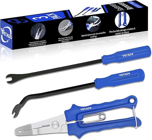 Miniatura 7 de Wetado - Juego de 3 alicates de clip y herramienta de extracción de sujetadores, kit de herramientas de extracción de moldura automática, kit de