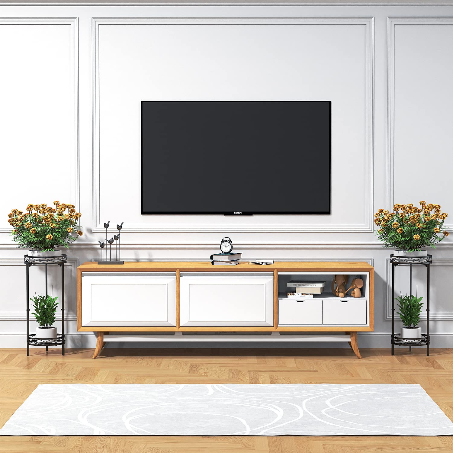 Bomclap Metall Pflanzenständer für den Innenbereich, 2 stufiger hoher Blumenständer Pflanzenständer 70x29 cm, Blumentopf Ständer Blumentopfhalter für Garten, Terrasse und Wohnkultur, Schwarz
