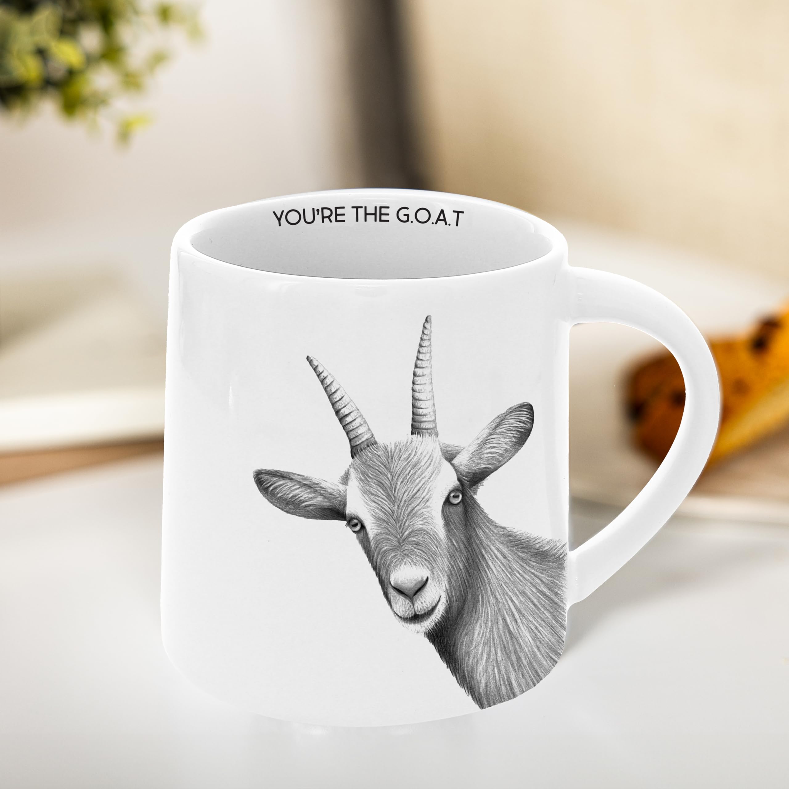 Pavilion Gift Company - You're The G.O.A.T. - Taza de café y té de gres de 17 onzas más grande de todos los tiempos, cabra y animales de granja, utensilios de cocina