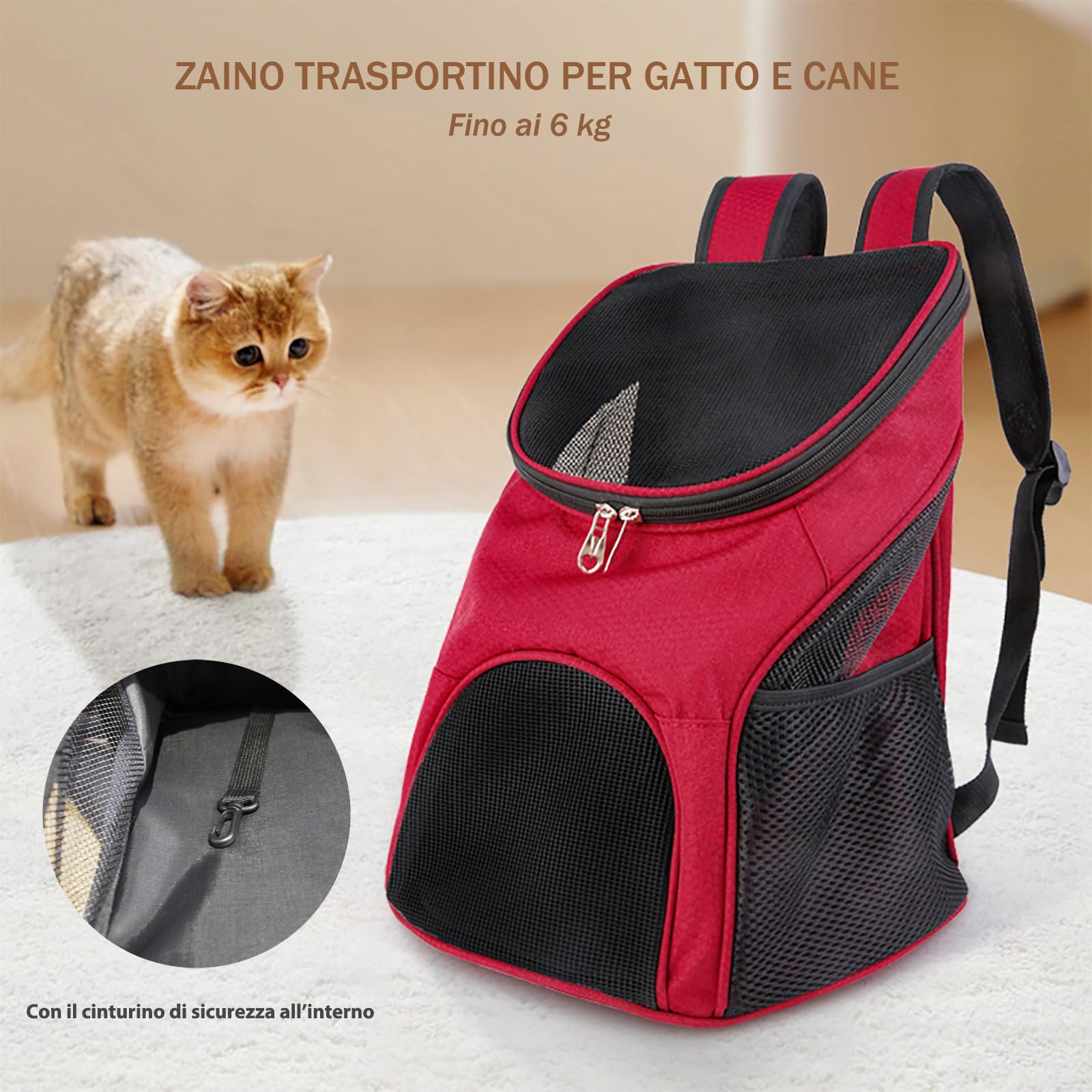 Zaino Trasportino Gatto Borsa Trasporto Cane Pieghevole per Cani con Cinturino di Sicurezza Interno Borsa Portatile Porta Animali Traspirante Cuccioli Gatti KM16 (Blu)