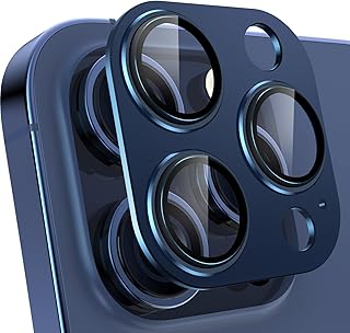 YWXTW for iPhone 15 Pro/iPhone 15 Pro Max Camera Lens Protector, [1:1 Perfect Fit] Matte Metal Anti Scratch Tempered Glass Camera Screen Protector Accessories, Case Friendly (Blue Titanium)