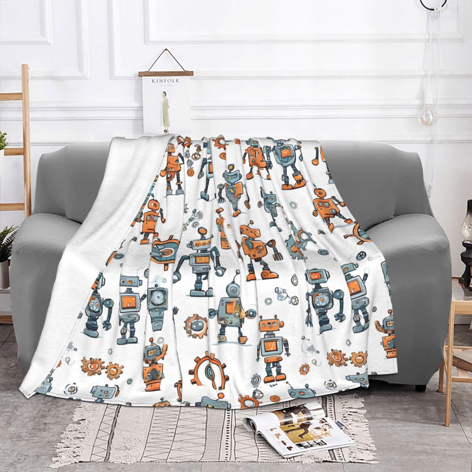 Couverture en flanelle pour lit et canapé, plaid léger 203x152 cm