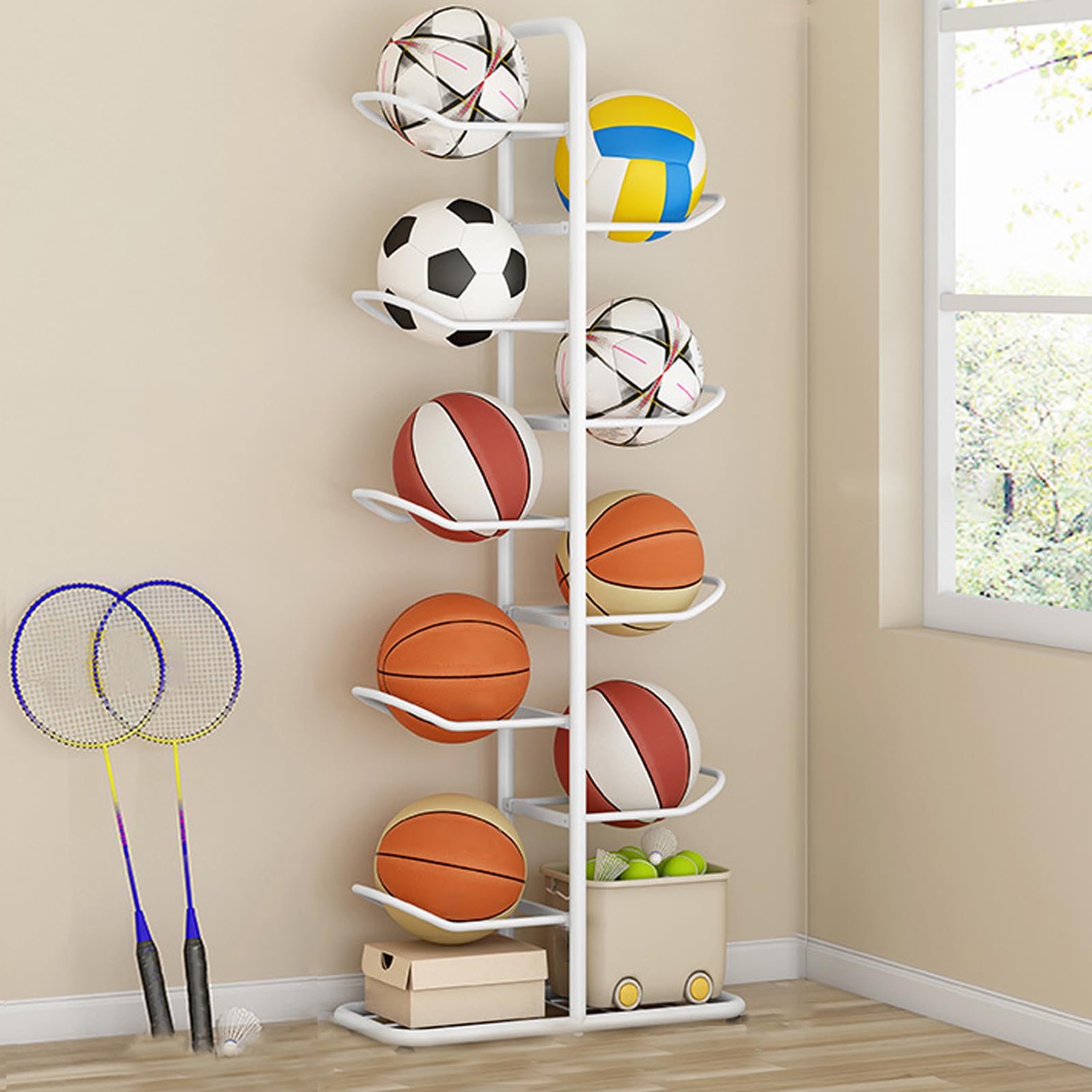 Support De Rangement pour Ballon,Support De Football Vertical,Support Ballon Basket,Porte Ballon Basket Amovible,éTagèRes De Rangement pour Balles,Forte Capacité De Charge