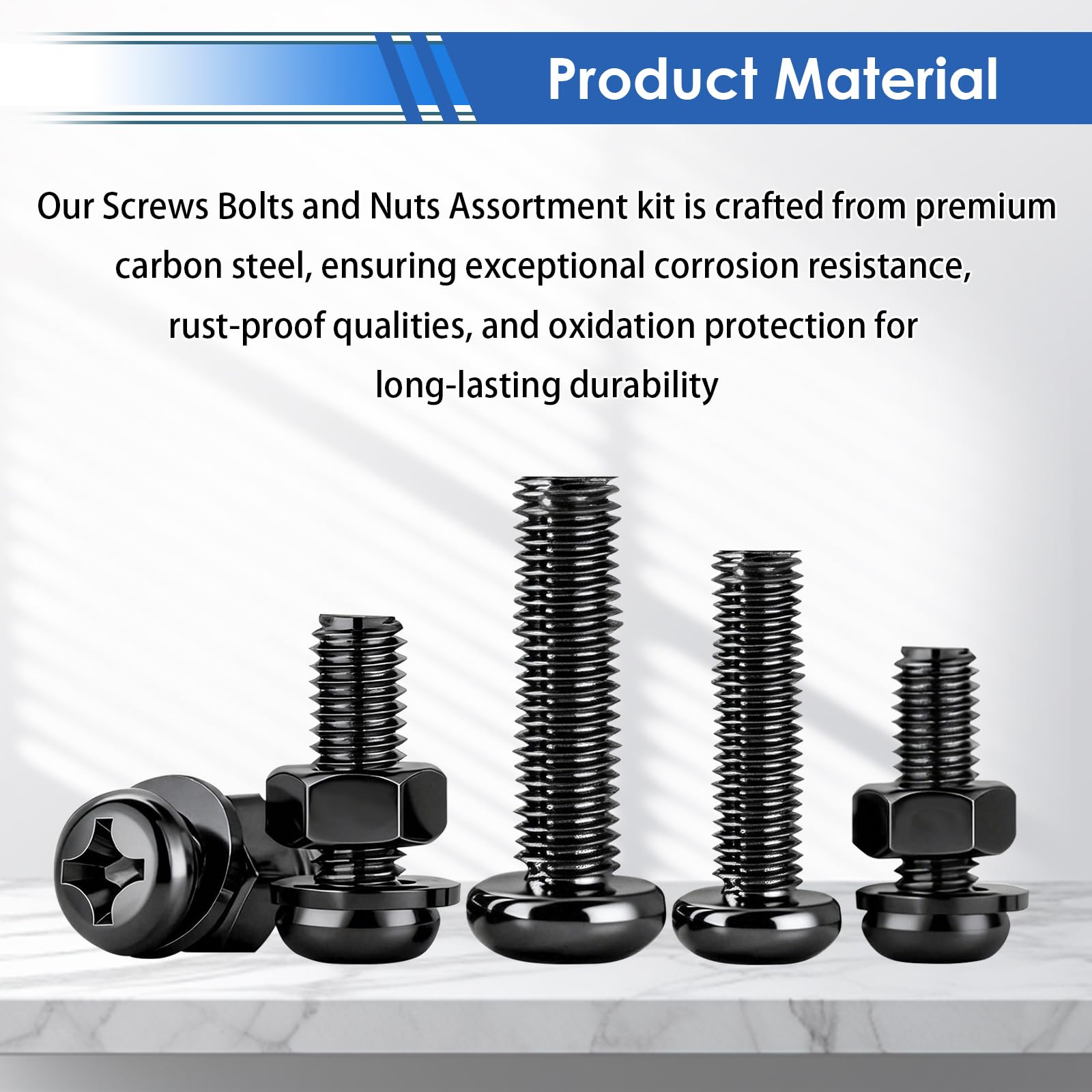 smseace 516Pcs Black Nuts and Bolts Assortment Kit 21-Sizes M3/M4/M5/M6 Nut Bolt Washer Assortment Kit for Machinery, Furniture, Automotive, Motorcycle Repairs — Amazon image 3