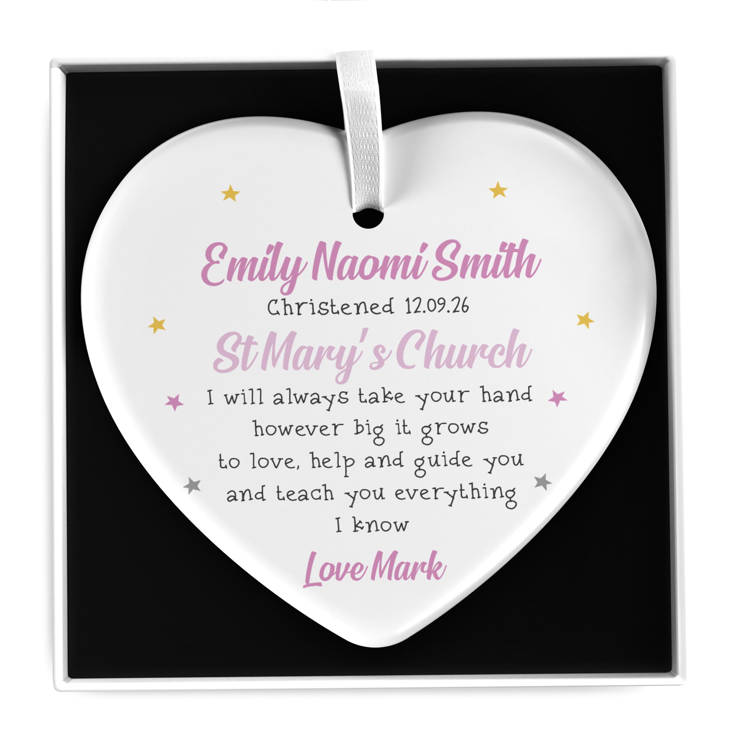 Beecreative Christening Gifts for Goddaughter, Personalised Christening Day Girls Granddaughter Niece Gift, From Godmother Godfather, Ceramic Ornament With Gift Box