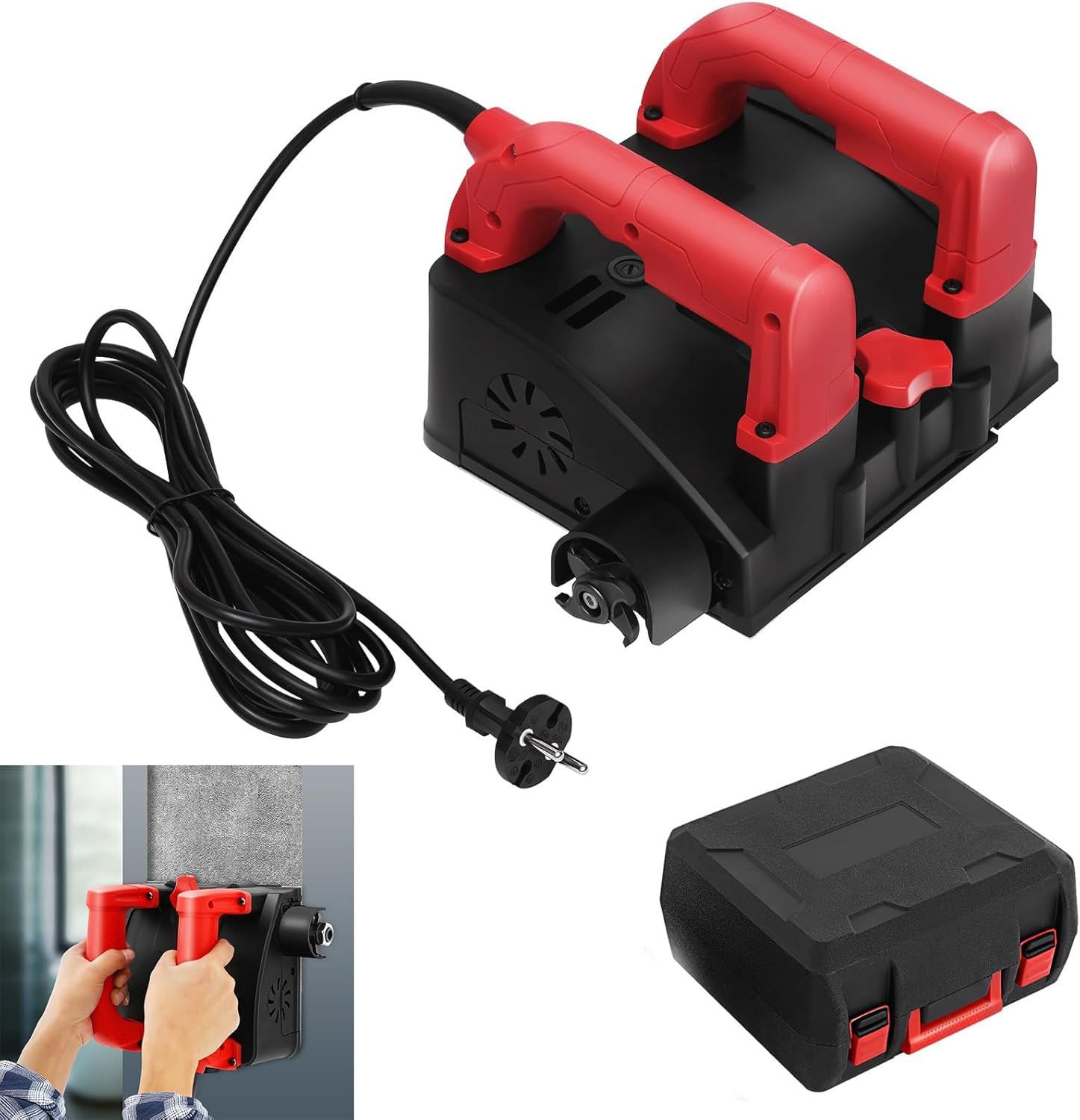 Cepilladora eléctrica de paredes de 1200W con aspiradora; herramienta profesional para desbaste y corte de hormigón y renovación de superficies; 3000 rpm, profundidad de 1-4 mm(Putty Kit)