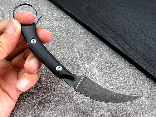 Miniatura 5 de C1151 Cuchillo de hoja fija, hoja D2 y mango G10, cuchillo EDC para acampar al aire libre senderismo (negro)