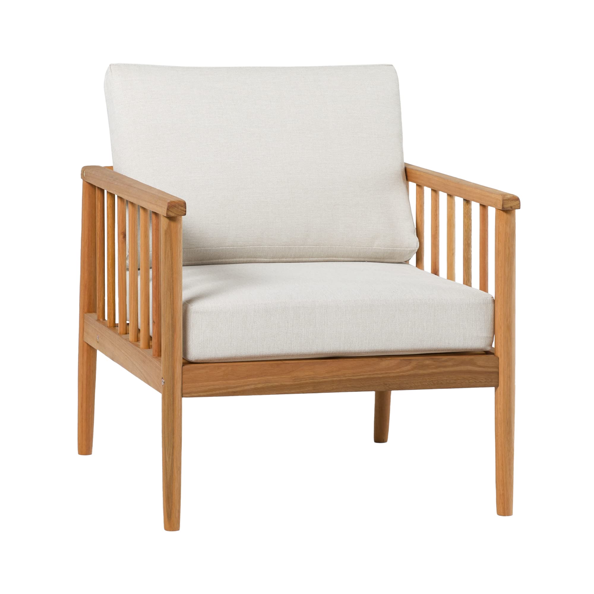 GOWE Contemporary Cushioned Eucalyptus Wood Patio Accent Chair ¨C Natural