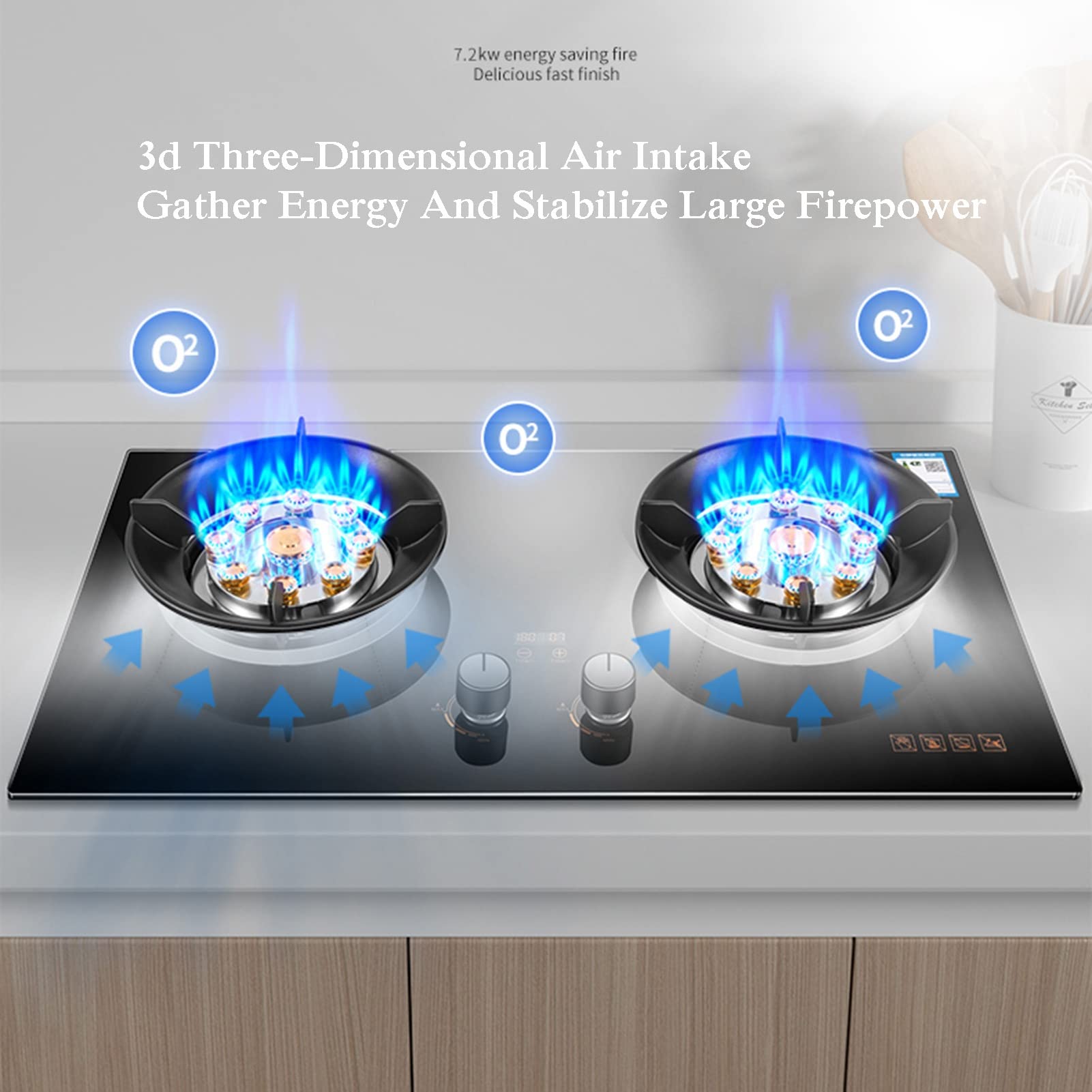 Estufa A Gas Vitrocerámica Placa De Gas, Tapa De Cristal Templado 5/5.2KW 2 Fuegos, Placa De Cocina For Sobremesa E Instalación Empotrada, GLP/GN (Size : LPG)