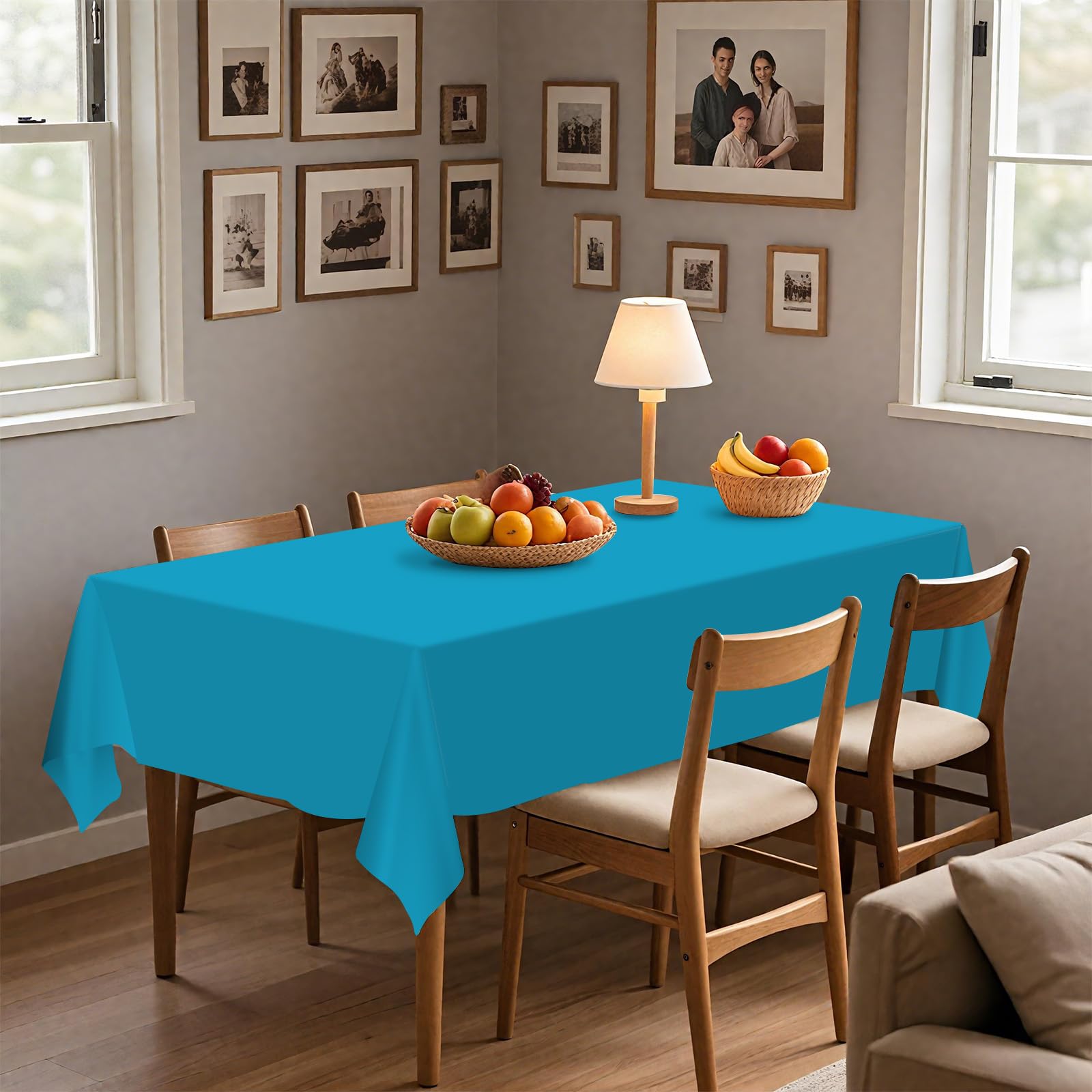 Rollo de mantel de plástico de 54 pulgadas x 160 pies con caja cortadora, manteles de plástico cortados a medida para fiestas, cumpleaños, rollo de mantel desechable para mesas de todas las formas