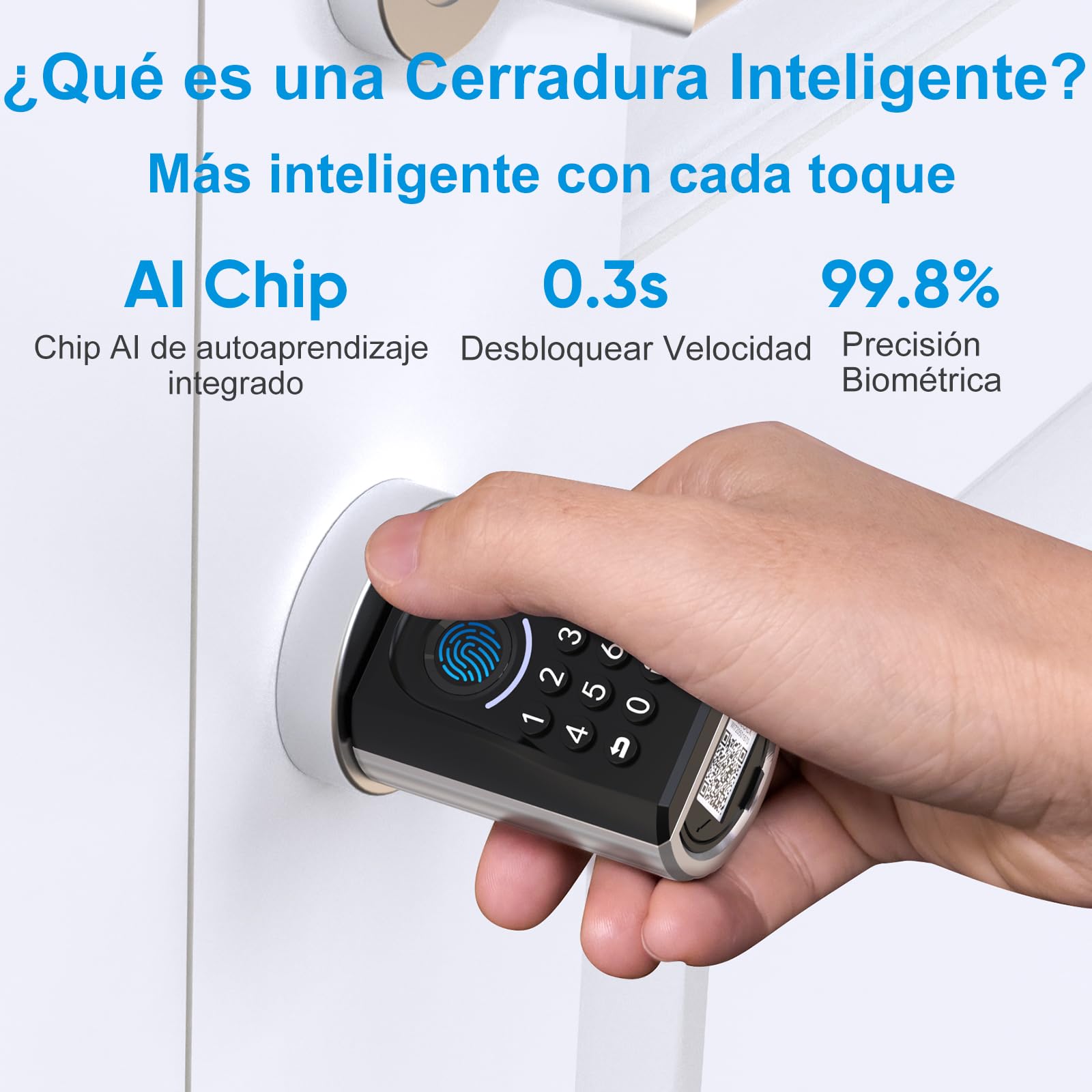 WELOCK ToucA51 Cerradura inteligente,Cerradura con huella digital,Código,Tarjeta RFID,APP,Cerradura Electronica WiFi,Smart Lock IP65,Fácil de Instalar,cerradura inteligente puerta exterior de 30-70mm