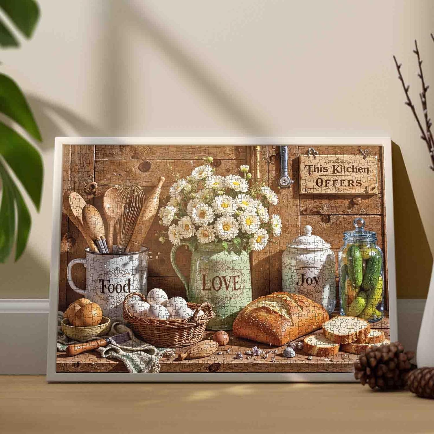 Kitchen Jigsaw Puzzles for Adults 1000 Pieces Retro Style Puzzle Challenging Food Kitchen Floral Jigsaw Puzzle DIY for Home Decoration Family Puzzle Perfect for Game Nights 20 x 27 Inches