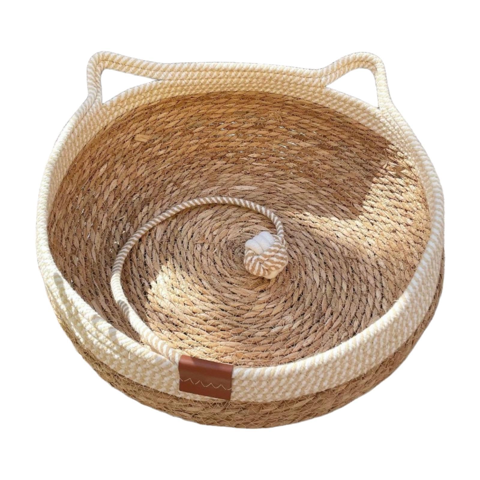 Panier en Osier pour Chat, Griffoir Intégré, Hamac pour Animaux de Compagnie, Facile à Entretenir, M